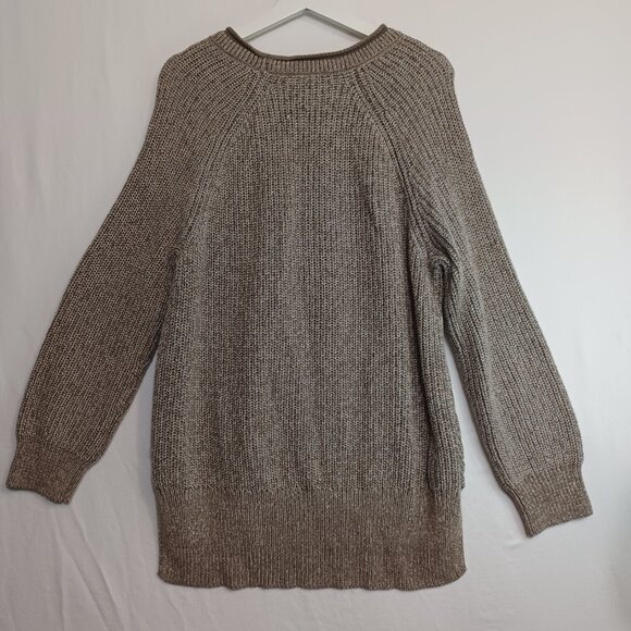 Ellen Tracy Sweater Chunky Knit Pullover Cotton Blend Oatmeal Marl Womens XL - Picture 3 of 10